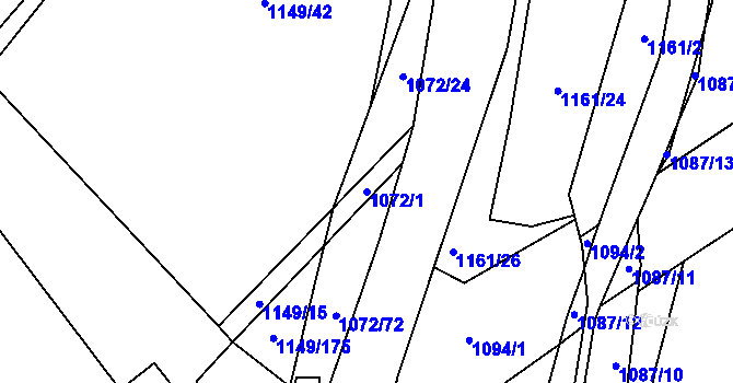 Parcela st. 1072/1 v KÚ Milonice, Katastrální mapa