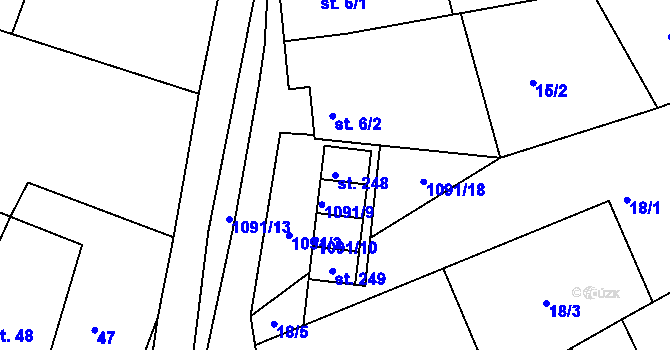 Parcela st. 248 v KÚ Milonice, Katastrální mapa