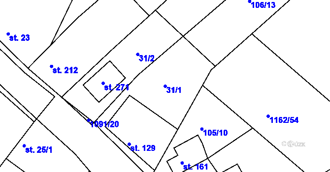 Parcela st. 31/1 v KÚ Milonice, Katastrální mapa