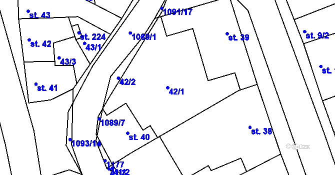 Parcela st. 42/1 v KÚ Milonice, Katastrální mapa