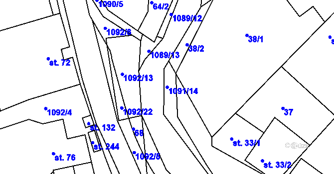 Parcela st. 1091/14 v KÚ Milonice, Katastrální mapa