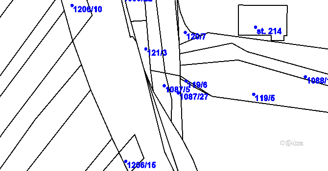 Parcela st. 1087/5 v KÚ Milonice, Katastrální mapa