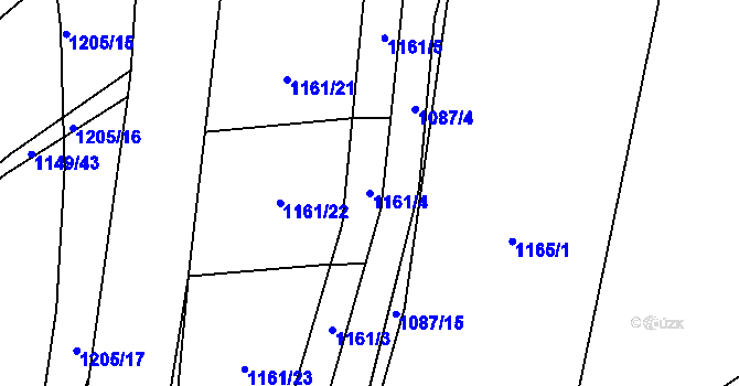Parcela st. 1161/4 v KÚ Milonice, Katastrální mapa
