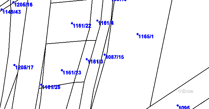 Parcela st. 1087/15 v KÚ Milonice, Katastrální mapa