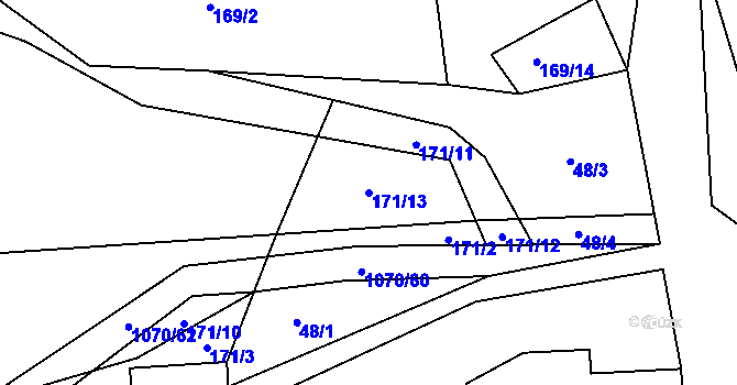 Parcela st. 171/13 v KÚ Milonice, Katastrální mapa