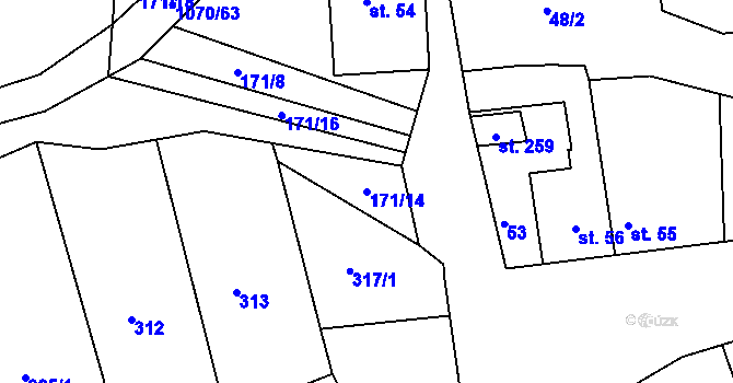 Parcela st. 171/14 v KÚ Milonice, Katastrální mapa