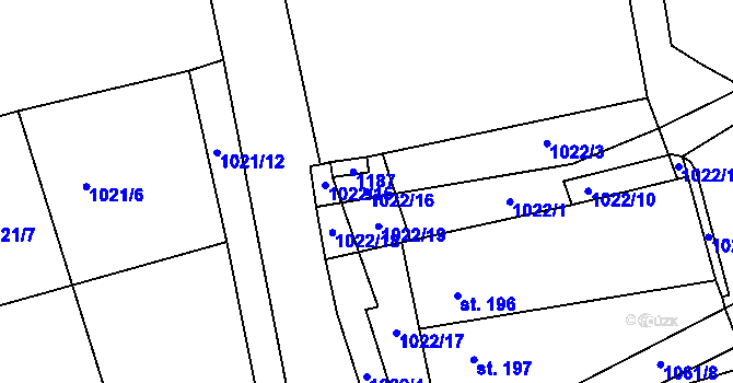 Parcela st. 1022/16 v KÚ Milonice, Katastrální mapa