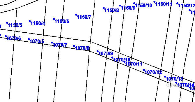 Parcela st. 1070/9 v KÚ Milonice, Katastrální mapa