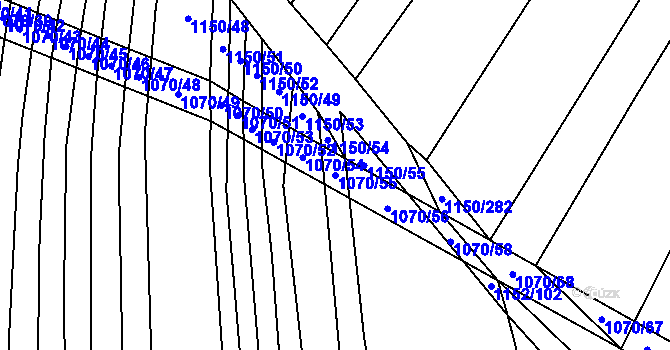 Parcela st. 1070/55 v KÚ Milonice, Katastrální mapa