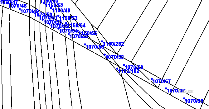 Parcela st. 1070/58 v KÚ Milonice, Katastrální mapa