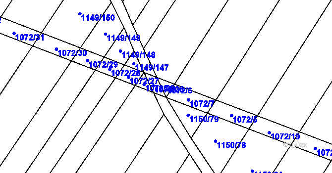 Parcela st. 1072/6 v KÚ Milonice, Katastrální mapa