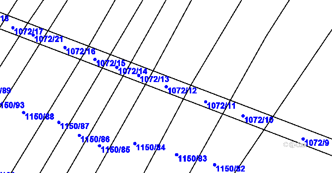 Parcela st. 1072/12 v KÚ Milonice, Katastrální mapa