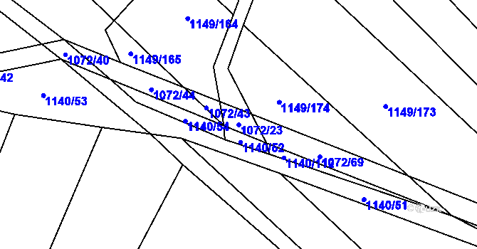 Parcela st. 1072/23 v KÚ Milonice, Katastrální mapa