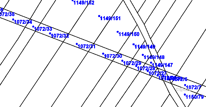 Parcela st. 1072/30 v KÚ Milonice, Katastrální mapa
