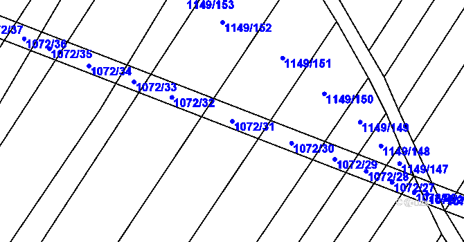 Parcela st. 1072/31 v KÚ Milonice, Katastrální mapa