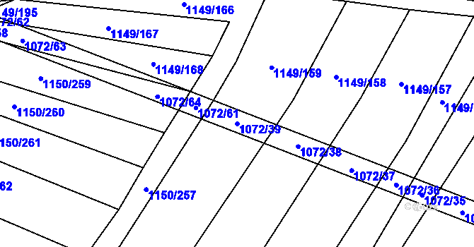 Parcela st. 1072/39 v KÚ Milonice, Katastrální mapa