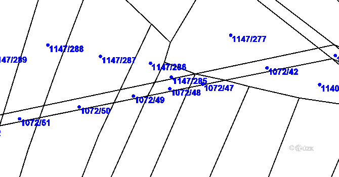 Parcela st. 1072/48 v KÚ Milonice, Katastrální mapa