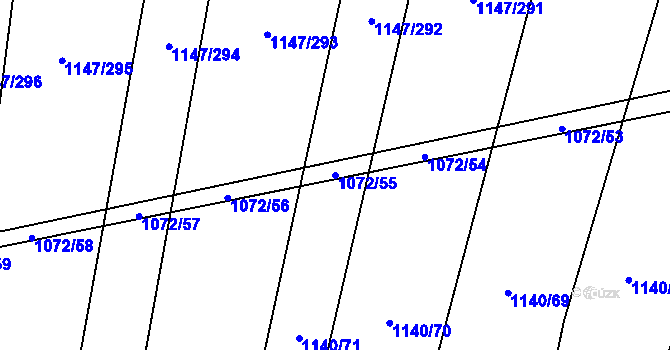 Parcela st. 1072/55 v KÚ Milonice, Katastrální mapa