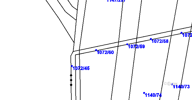 Parcela st. 1072/60 v KÚ Milonice, Katastrální mapa