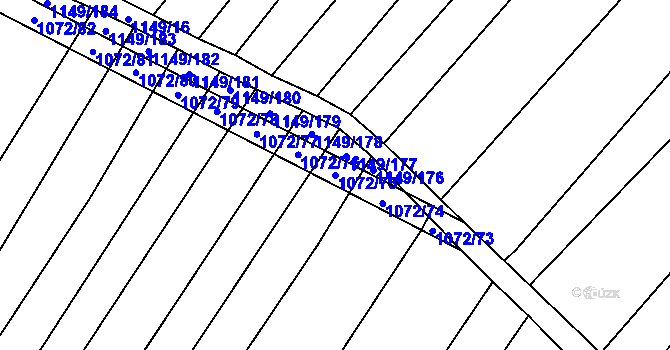 Parcela st. 1072/75 v KÚ Milonice, Katastrální mapa