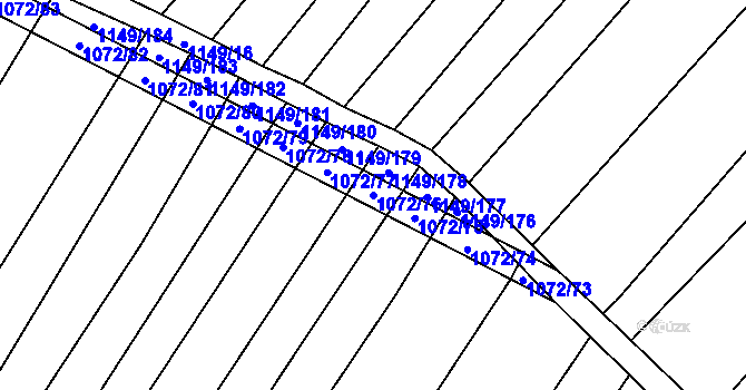 Parcela st. 1072/76 v KÚ Milonice, Katastrální mapa