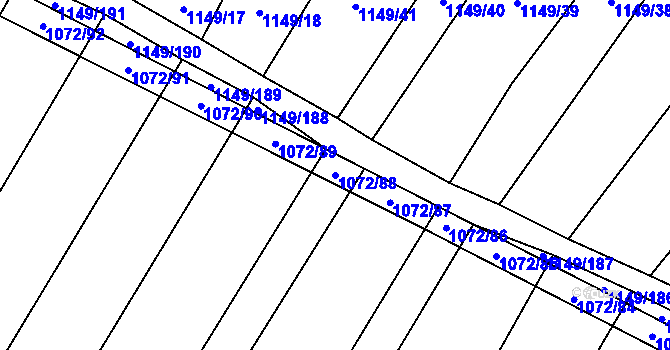 Parcela st. 1072/88 v KÚ Milonice, Katastrální mapa
