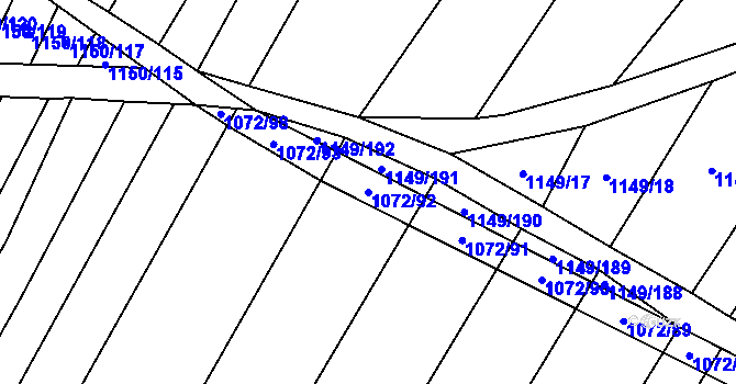 Parcela st. 1072/92 v KÚ Milonice, Katastrální mapa