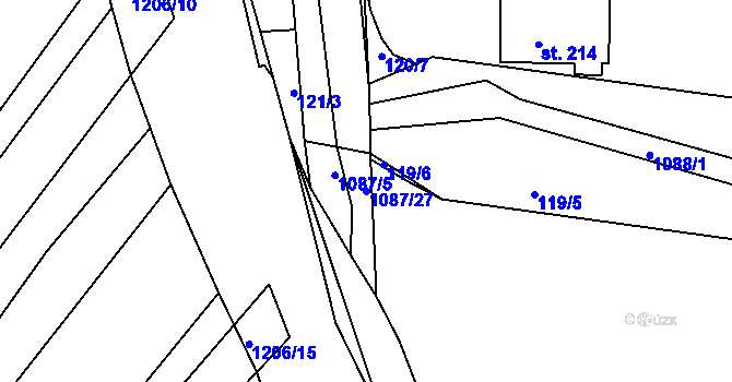 Parcela st. 1087/27 v KÚ Milonice, Katastrální mapa