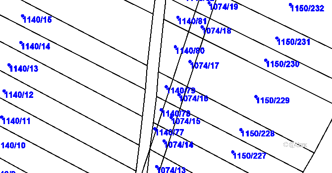 Parcela st. 1140/79 v KÚ Milonice, Katastrální mapa