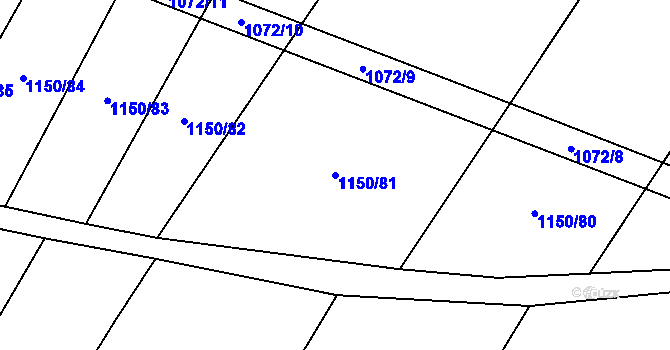 Parcela st. 1150/81 v KÚ Milonice, Katastrální mapa