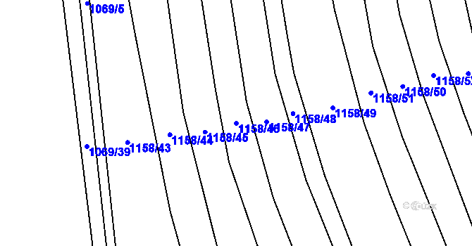 Parcela st. 1158/46 v KÚ Milonice, Katastrální mapa