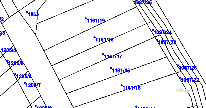 Parcela st. 1161/17 v KÚ Milonice, Katastrální mapa