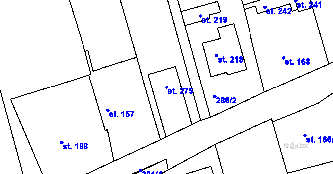 Parcela st. 275 v KÚ Milonice, Katastrální mapa