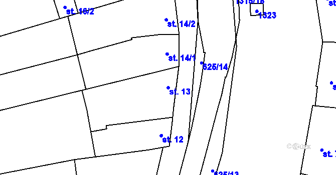 Parcela st. 13 v KÚ Uhřice, Katastrální mapa