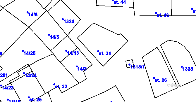 Parcela st. 31 v KÚ Uhřice, Katastrální mapa