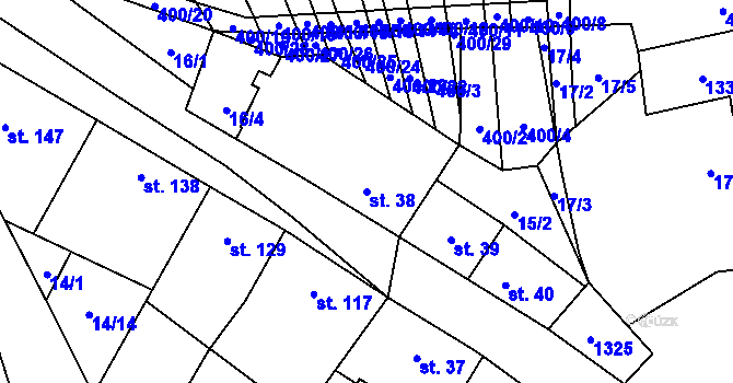 Parcela st. 38 v KÚ Uhřice, Katastrální mapa