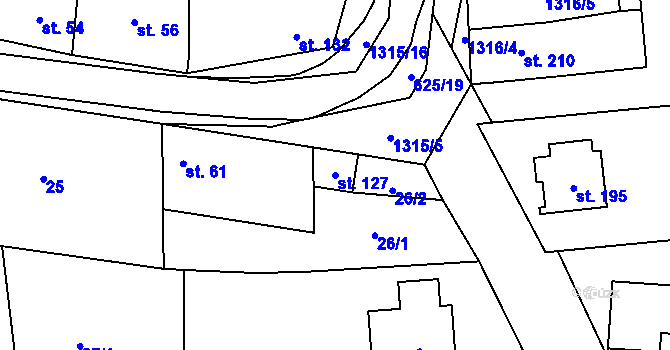 Parcela st. 127 v KÚ Uhřice, Katastrální mapa