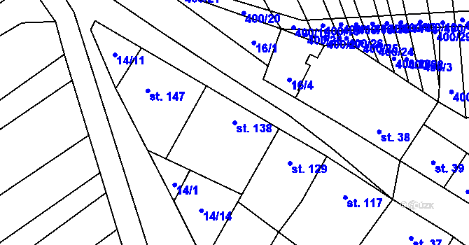 Parcela st. 138 v KÚ Uhřice, Katastrální mapa