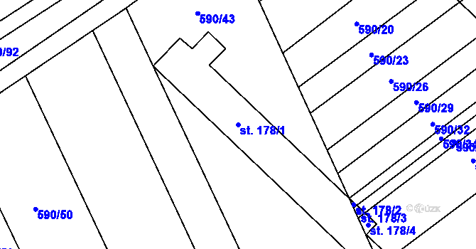 Parcela st. 178/1 v KÚ Uhřice, Katastrální mapa