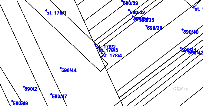 Parcela st. 178/4 v KÚ Uhřice, Katastrální mapa