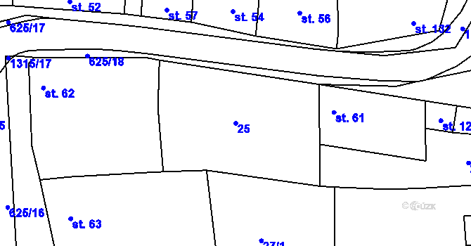Parcela st. 25 v KÚ Uhřice, Katastrální mapa