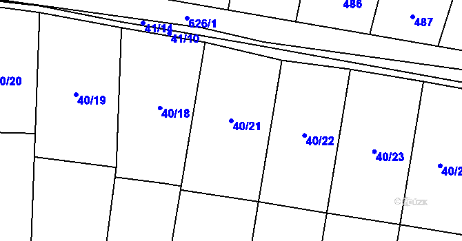 Parcela st. 40/21 v KÚ Uhřice, Katastrální mapa