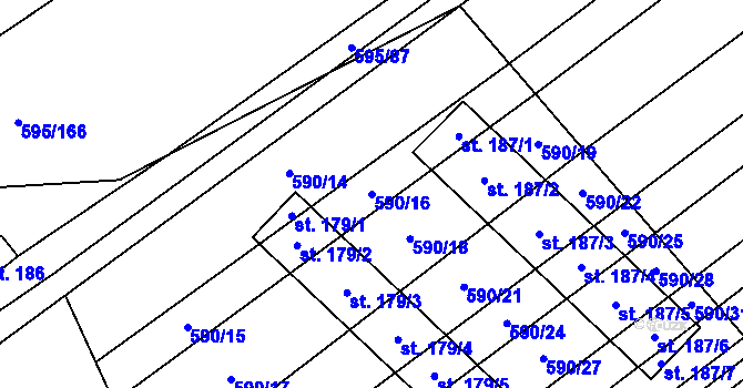 Parcela st. 590/16 v KÚ Uhřice, Katastrální mapa