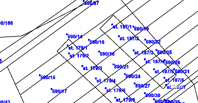 Parcela st. 590/18 v KÚ Uhřice, Katastrální mapa