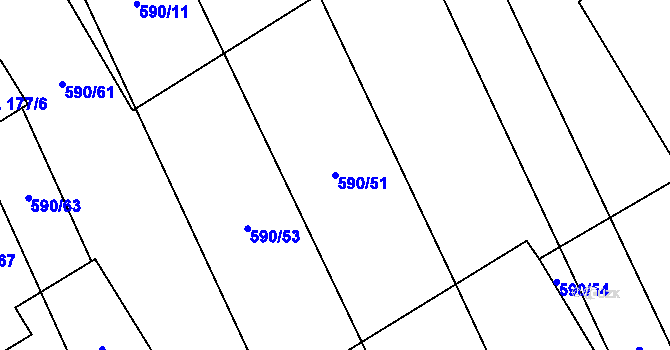 Parcela st. 590/51 v KÚ Uhřice, Katastrální mapa