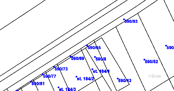 Parcela st. 590/65 v KÚ Uhřice, Katastrální mapa
