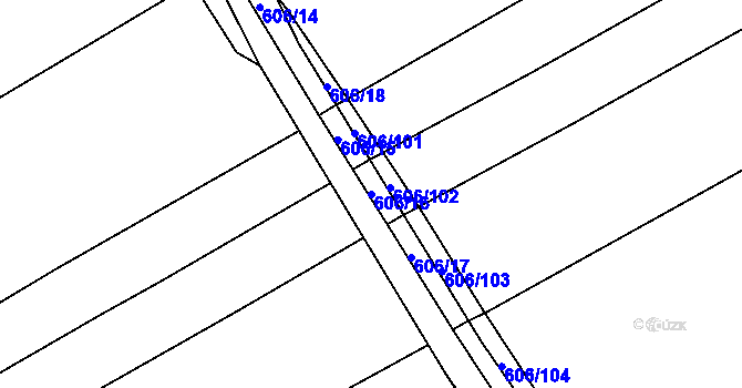 Parcela st. 606/16 v KÚ Uhřice, Katastrální mapa