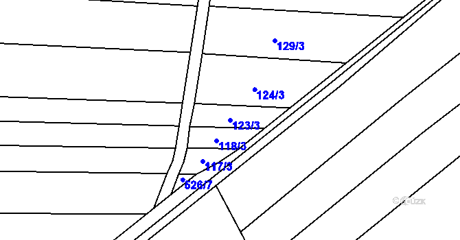 Parcela st. 123/3 v KÚ Uhřice, Katastrální mapa