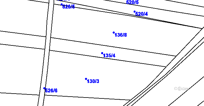 Parcela st. 135/4 v KÚ Uhřice, Katastrální mapa
