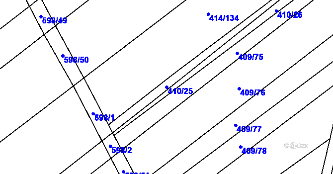 Parcela st. 410/25 v KÚ Uhřice, Katastrální mapa